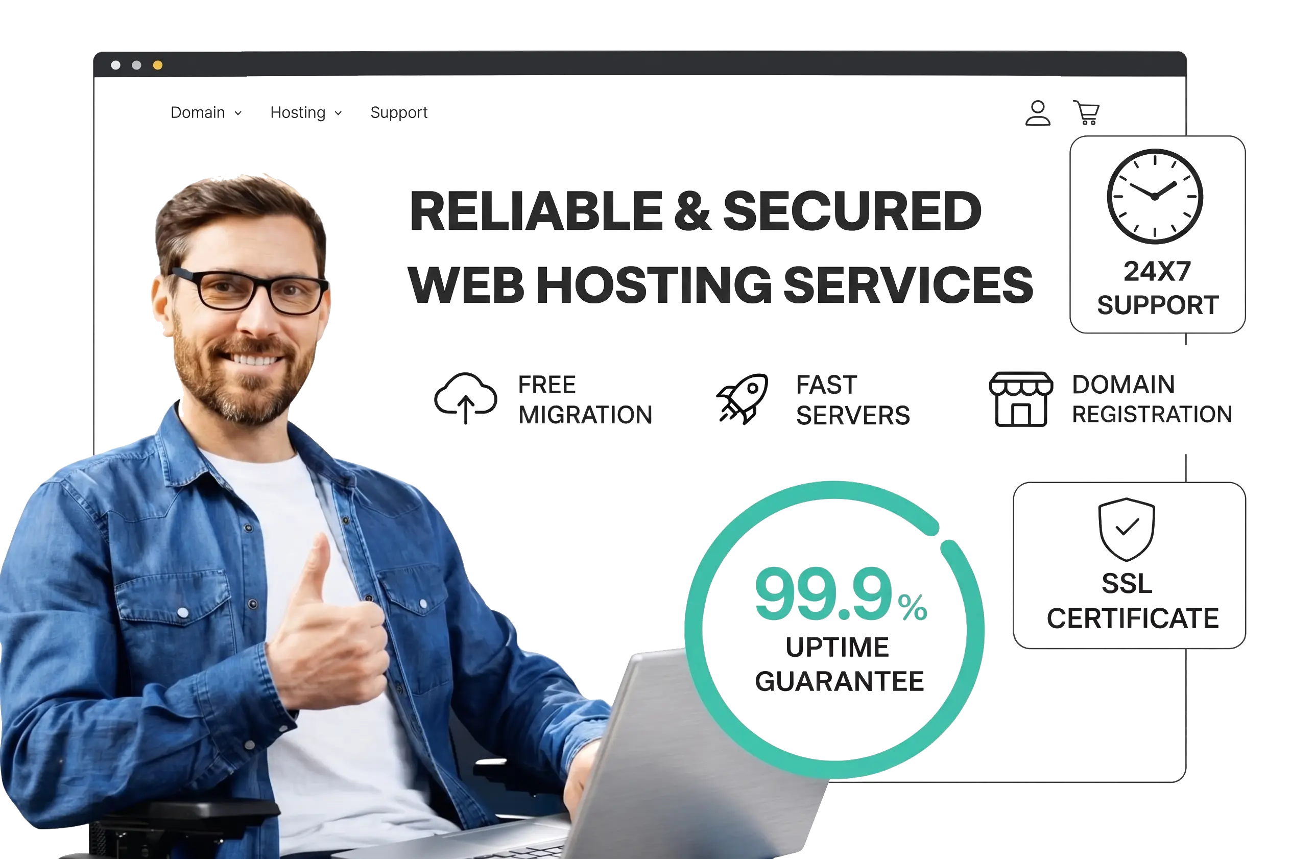 Reliable & Secured Web Hosting Services with 99.9% Uptime Homepage Banner